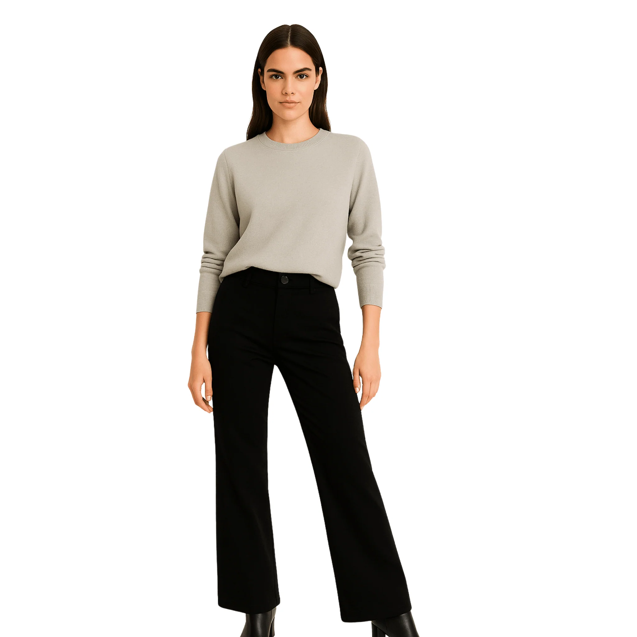 Flared Mid-Rise Trousers