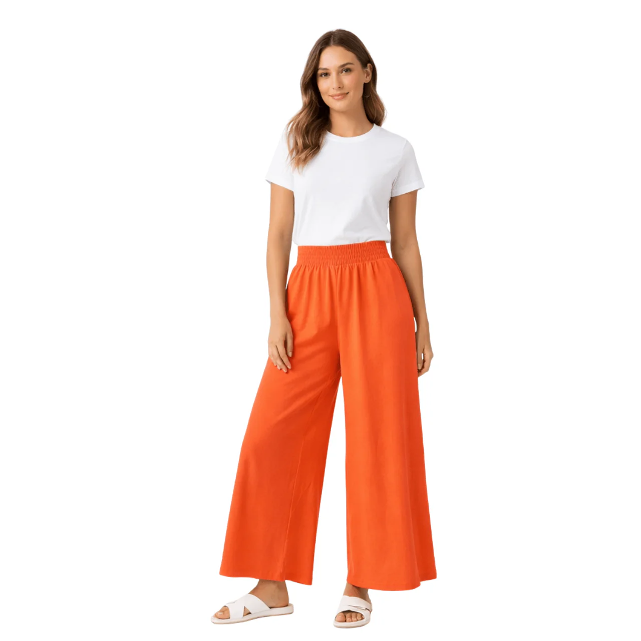 Flowy Wide-Leg Pull-On Pants