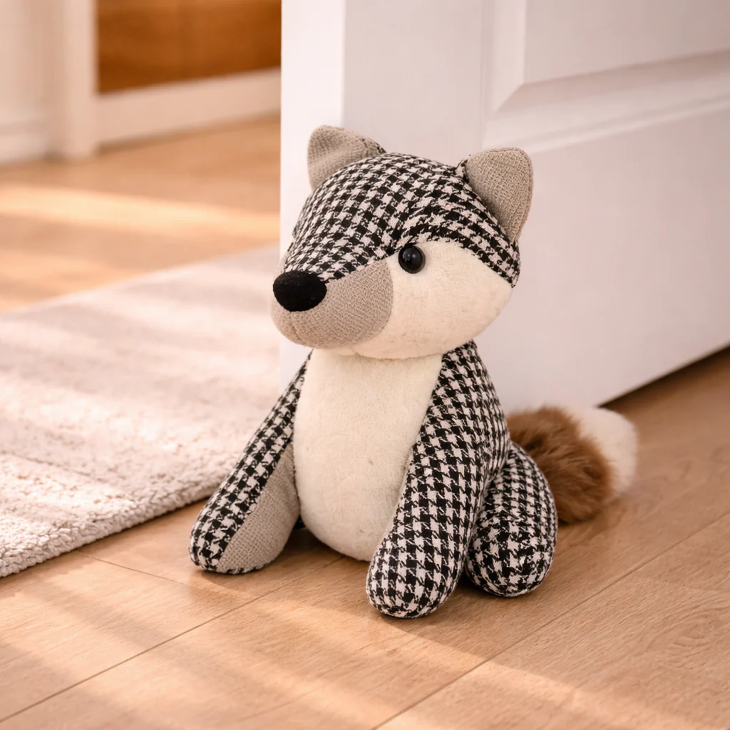 Fox Houndstooth Fabric Door Stopper - Image 2