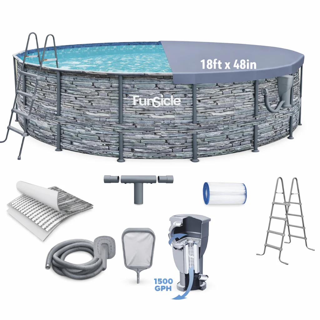 Funsicle Metal Frame Pool 18ft x 48in with Filter Pump & Skimmer - Image 3