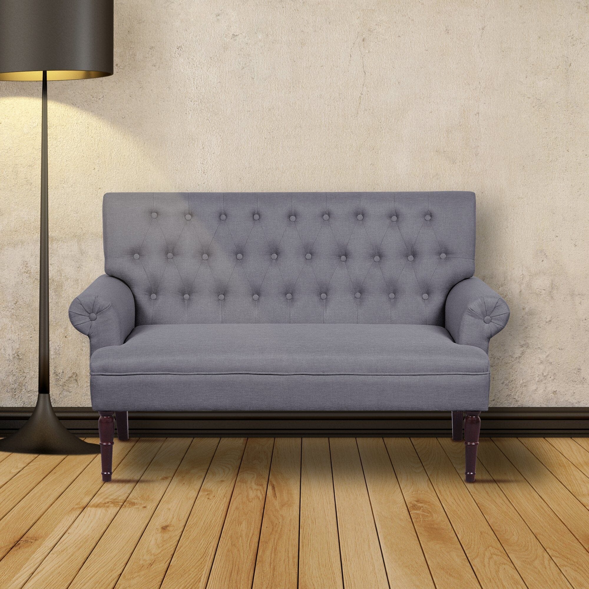 Gabriel - Tufted Faux Linen Loveseat in various colours - Image 3
