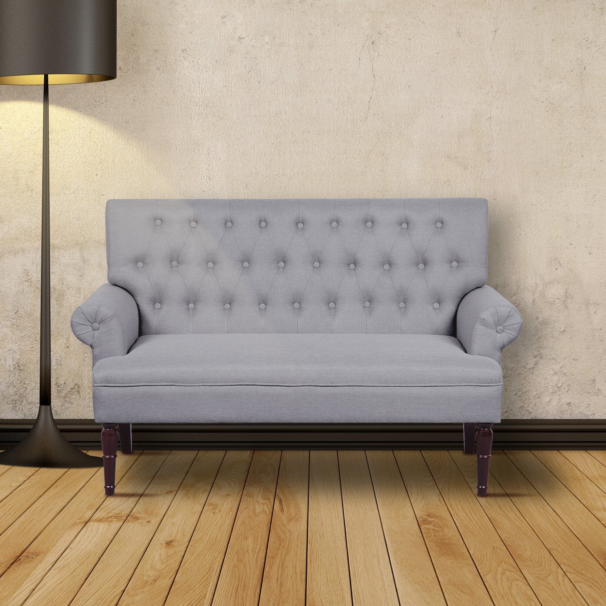Gabriel - Tufted Faux Linen Loveseat in various colours - Image 4