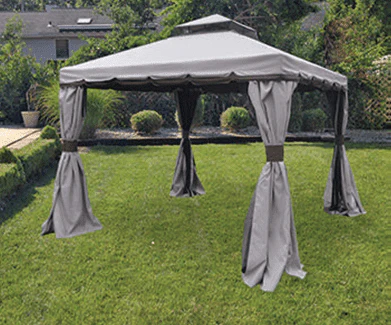 Gazebo with Mosquito Netting and Curtains | 10 x 10' Grey - Image 3