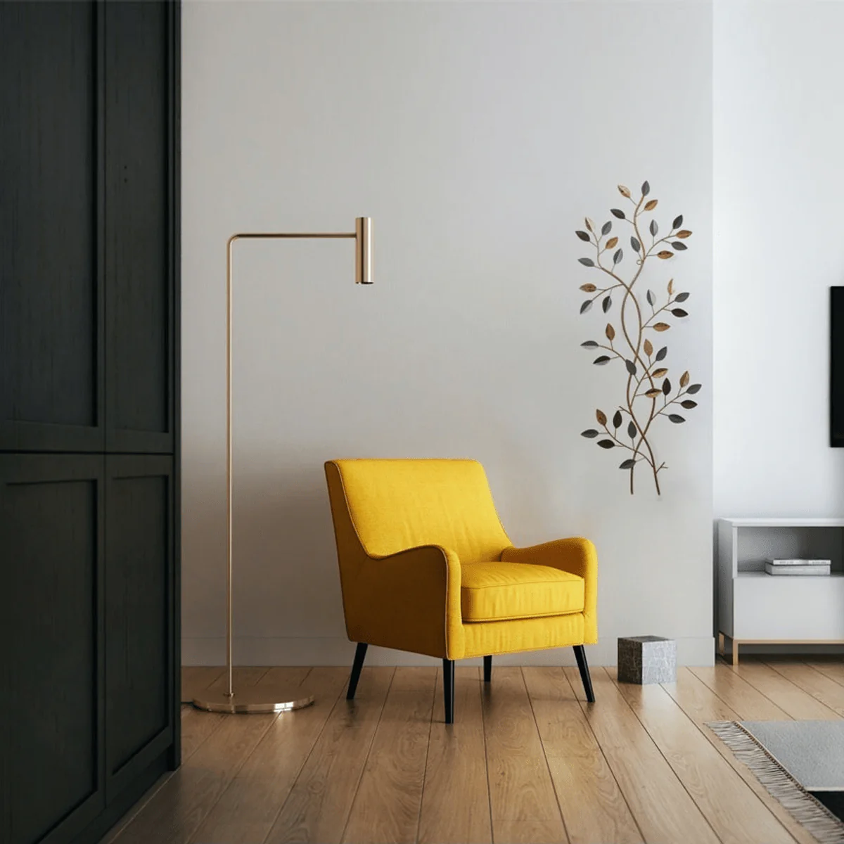 Gold Metal Leaves Wall Art - Image 2