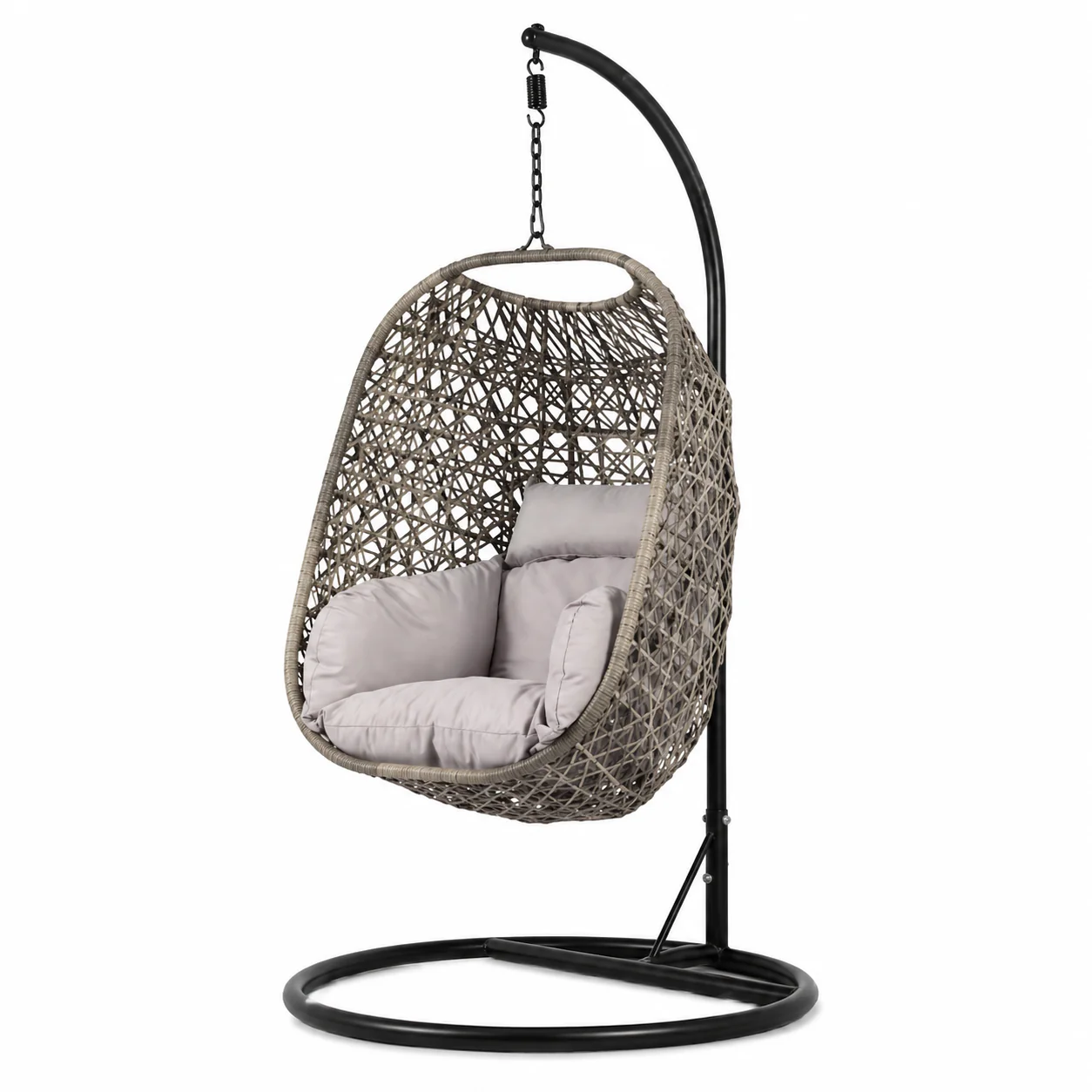 Hanging Egg Chair with Stand – Grey Cushion - Image 2