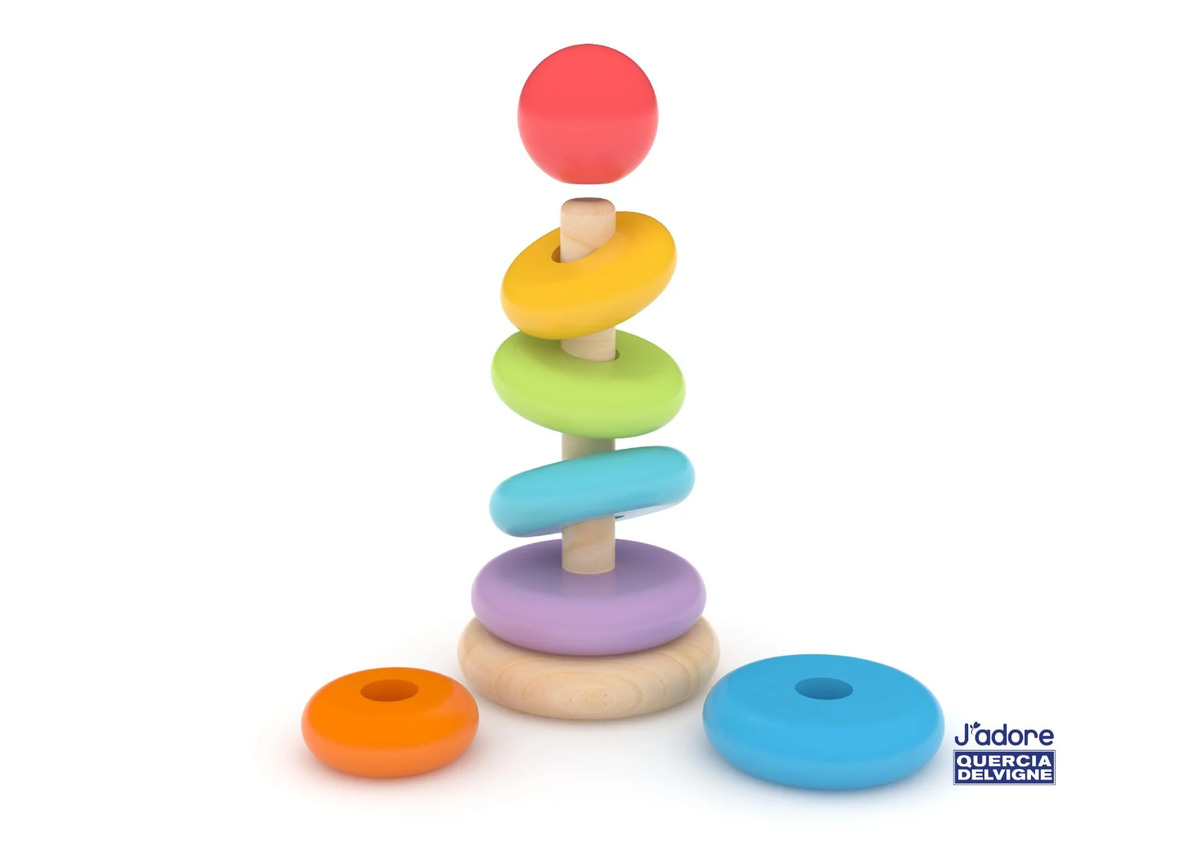 J'adore Rainbow Wooden Ring Stacker  - Image 3