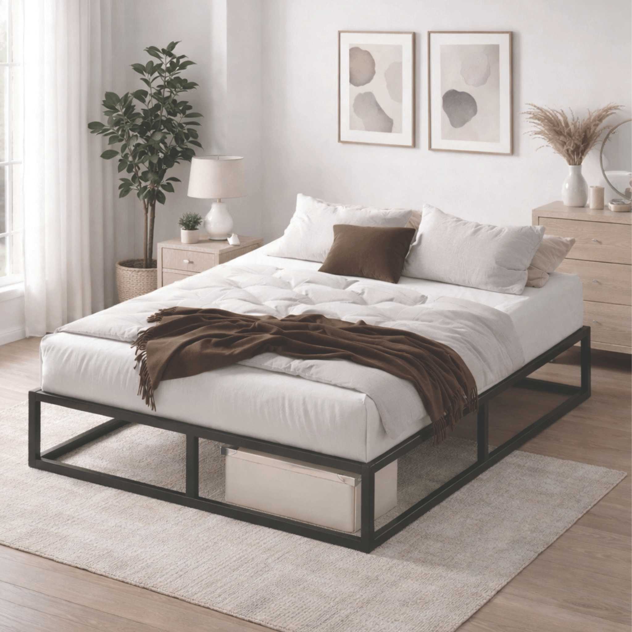Joseph Black Metal Platform Bed Frame