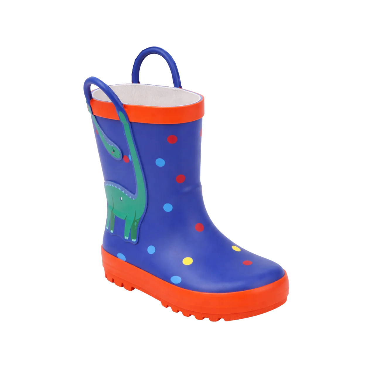 Kids’ Dinosaur Rain Boots with Polka Dots