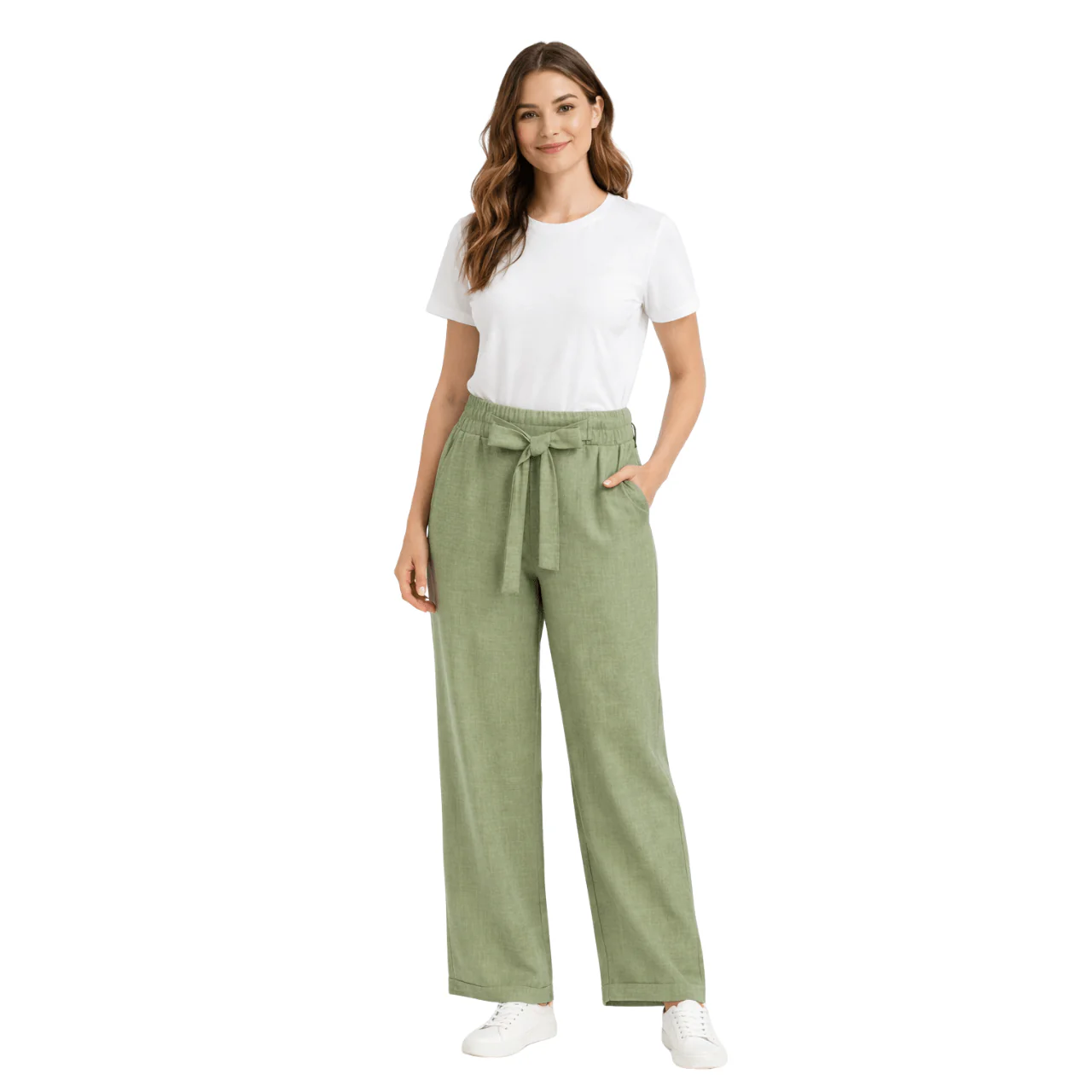 Linen-Blend Tie-Waist Wide-Leg Pants - Image 2