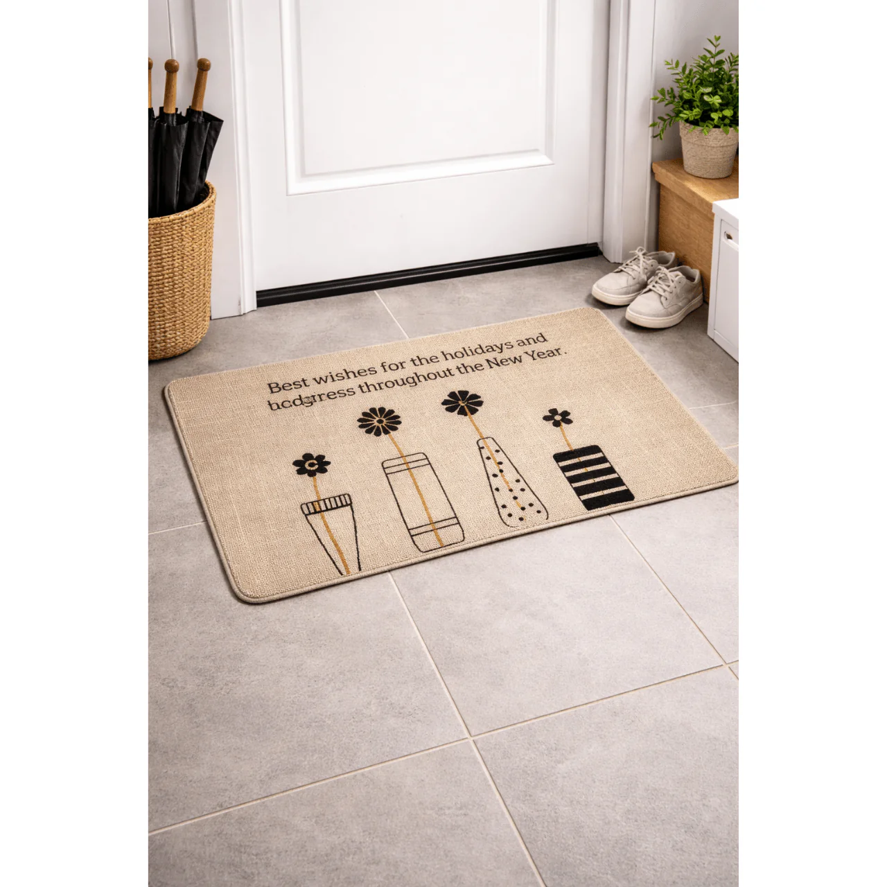 Linen Door Mat with Rubber Backing