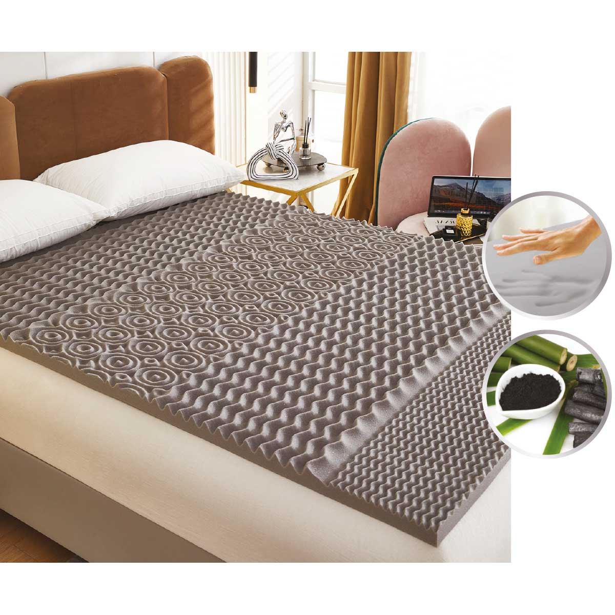 Maison Blanche - Charcoal Memory Foam Mattress Topper - Image 5