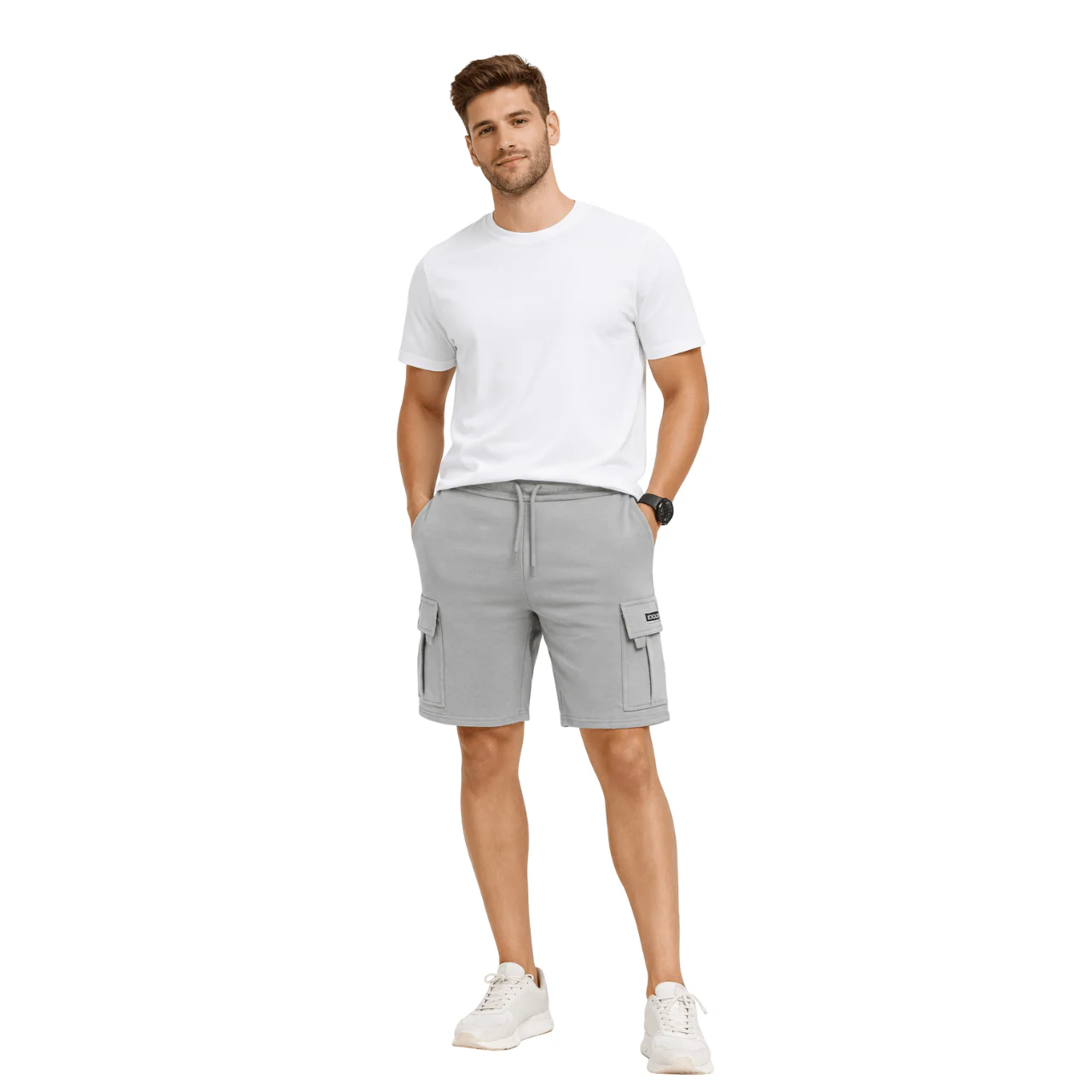 Men’s Knit Cargo Shorts with Drawstring Waist - Image 3