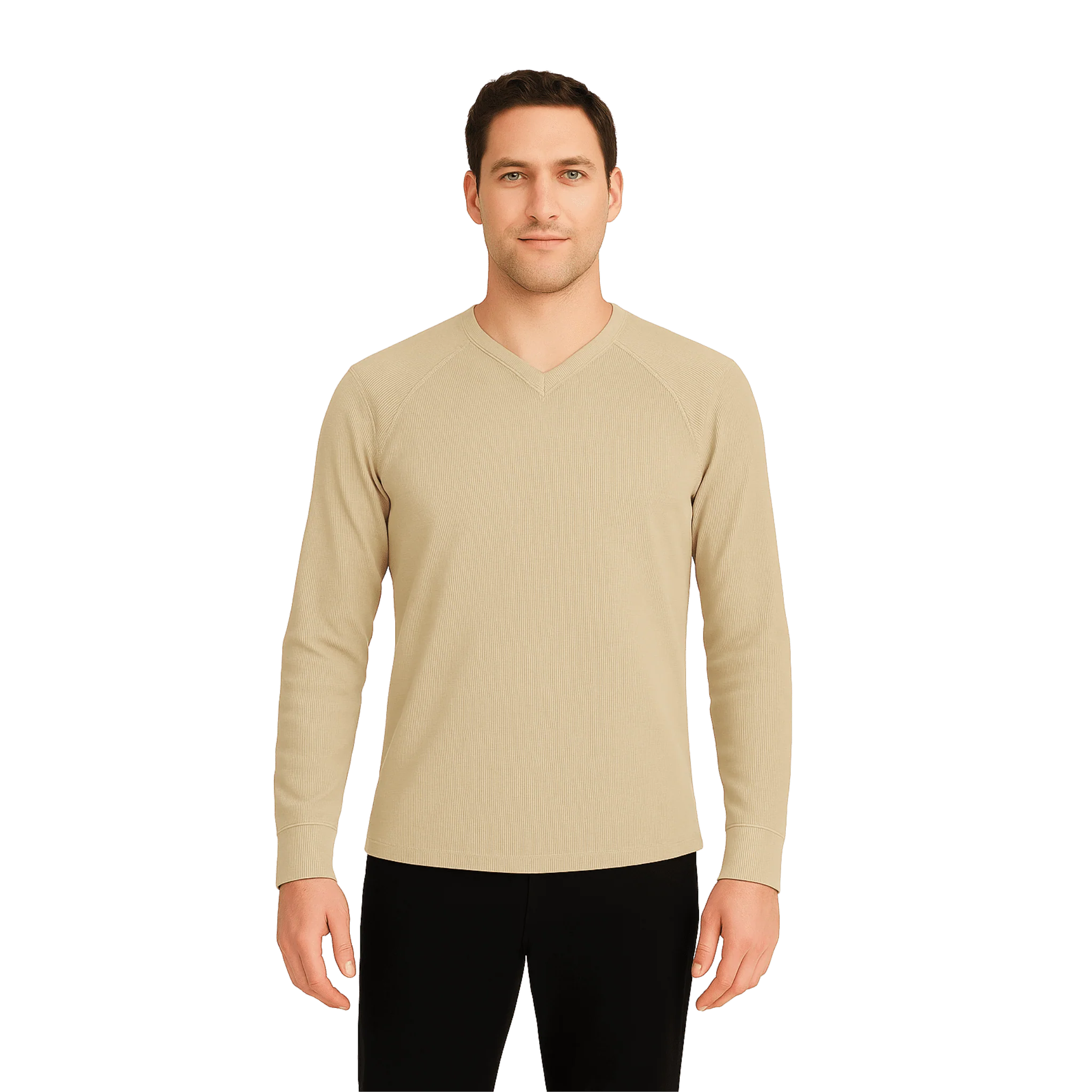 Men’s Ribbed Long-Sleeve V-Neck Top