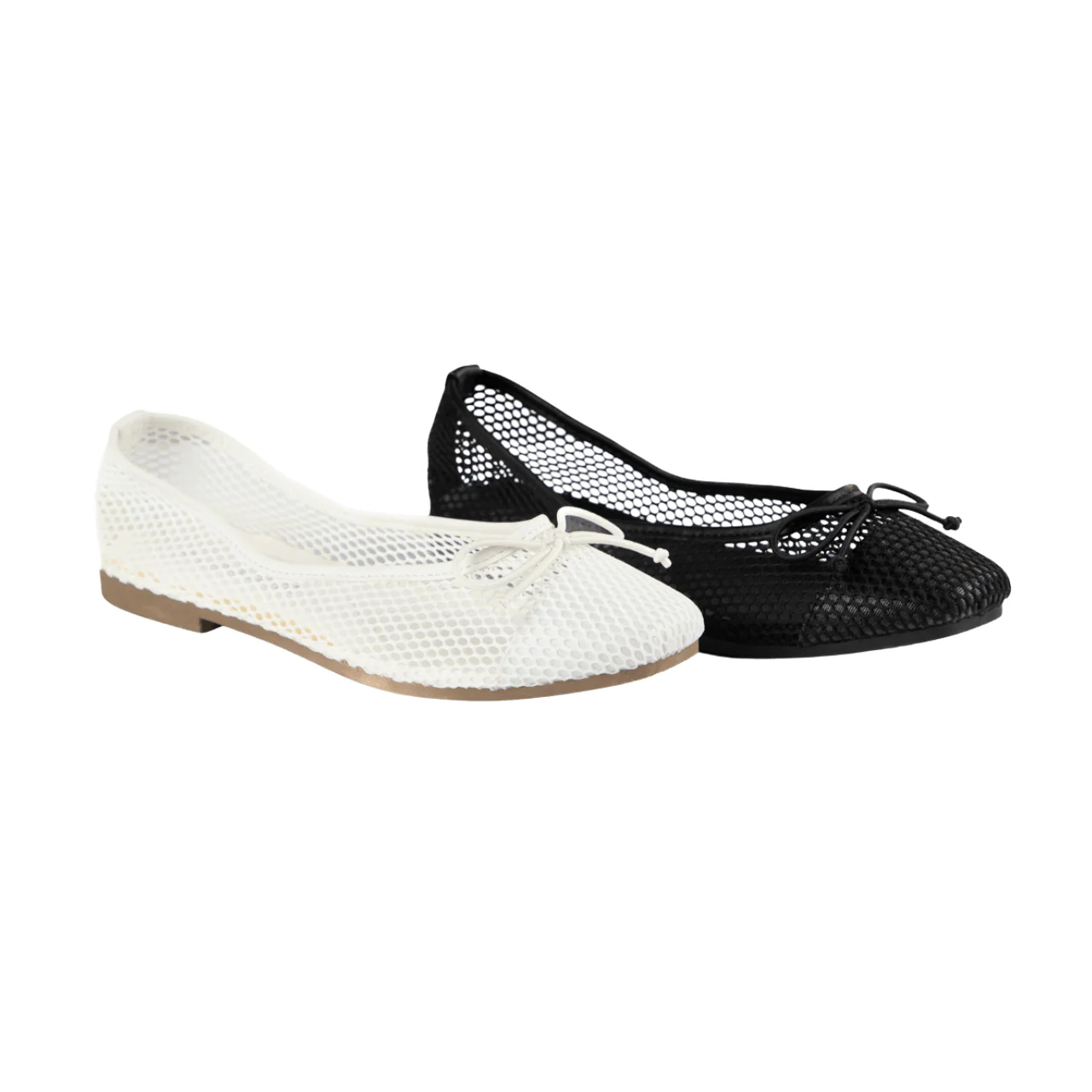 Mesh Ballet Flats with Bow Detail - Image 3
