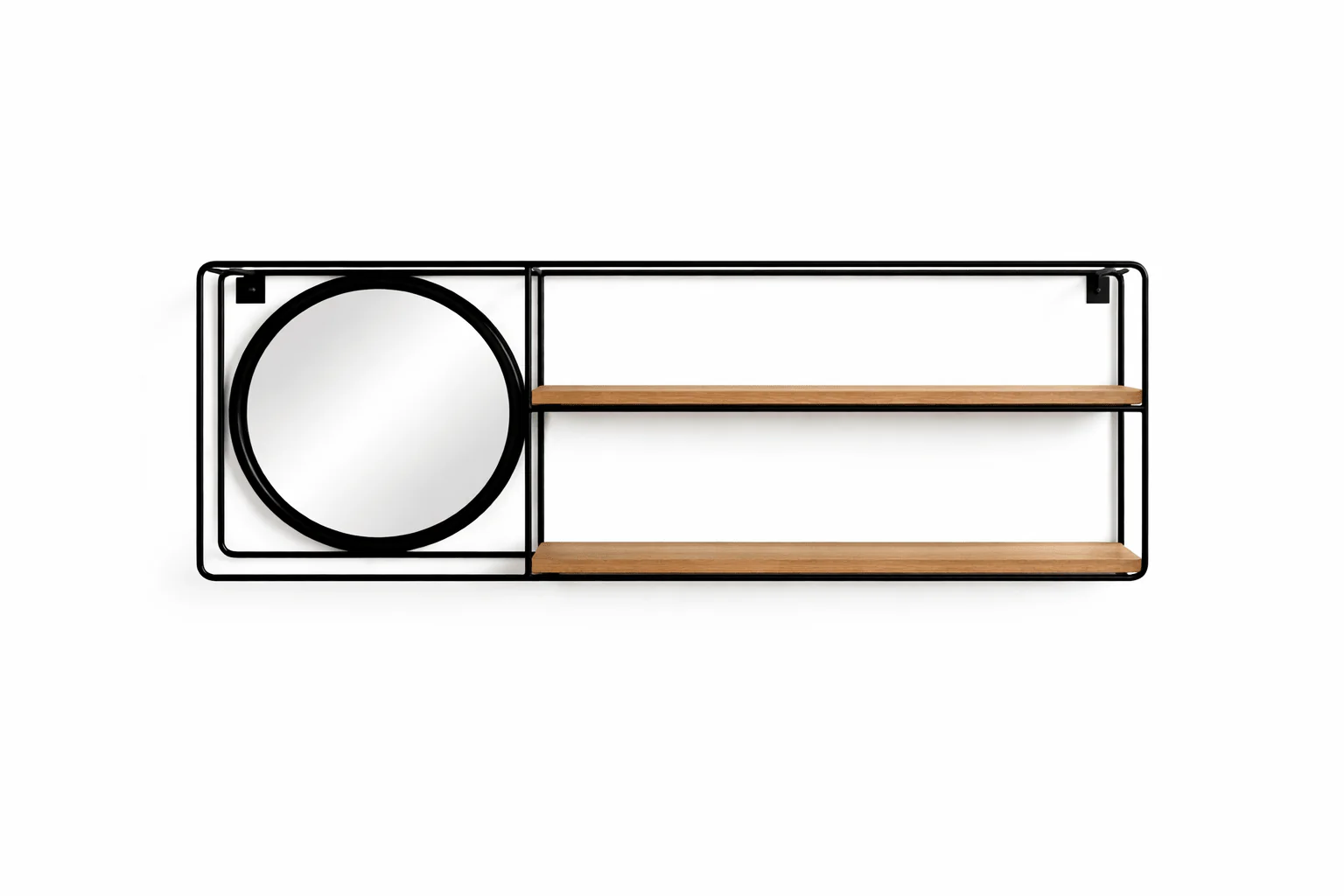 Metal Wall Shelf with Mirror – Compact Modern Storage Display