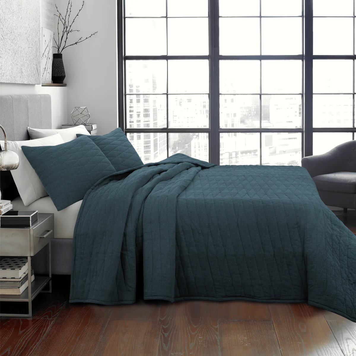MIKKO Quilt 3pc Navy Cotton