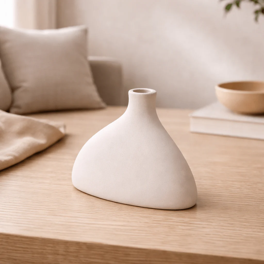 Minimalist Ceramic Bud Vase – 8 in White