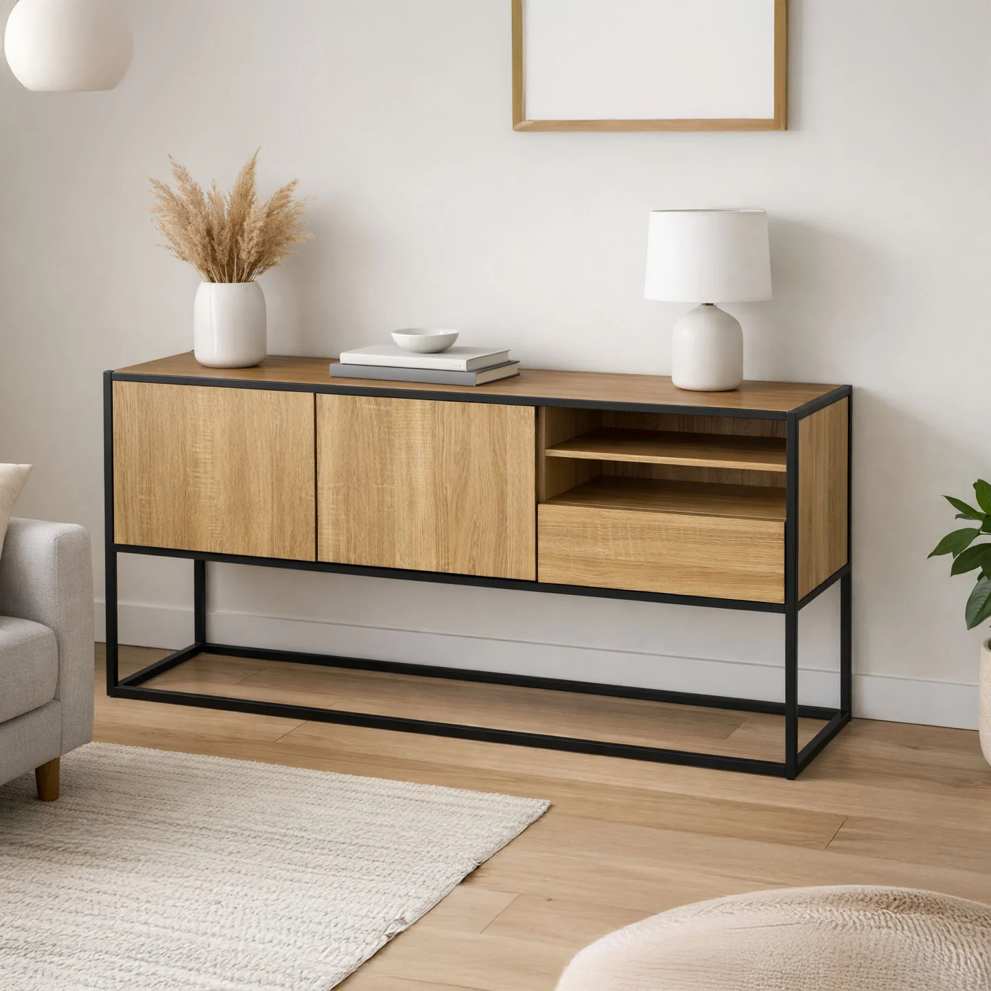 Modern Wood & Metal Sideboard