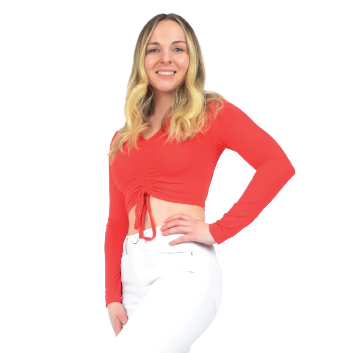 Neck Top With Front Drawstring
