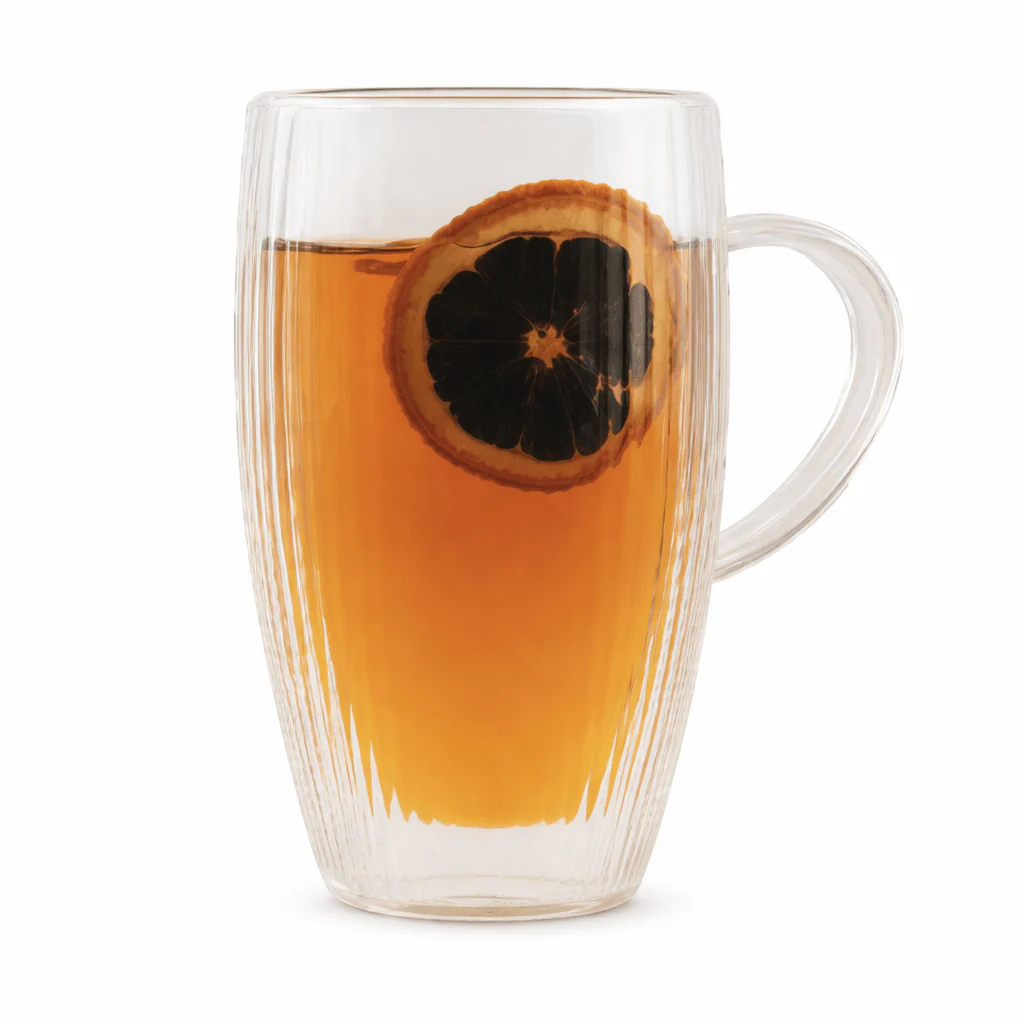 NUVO Set of 2 Double-Walled Ribbed Tea Mugs