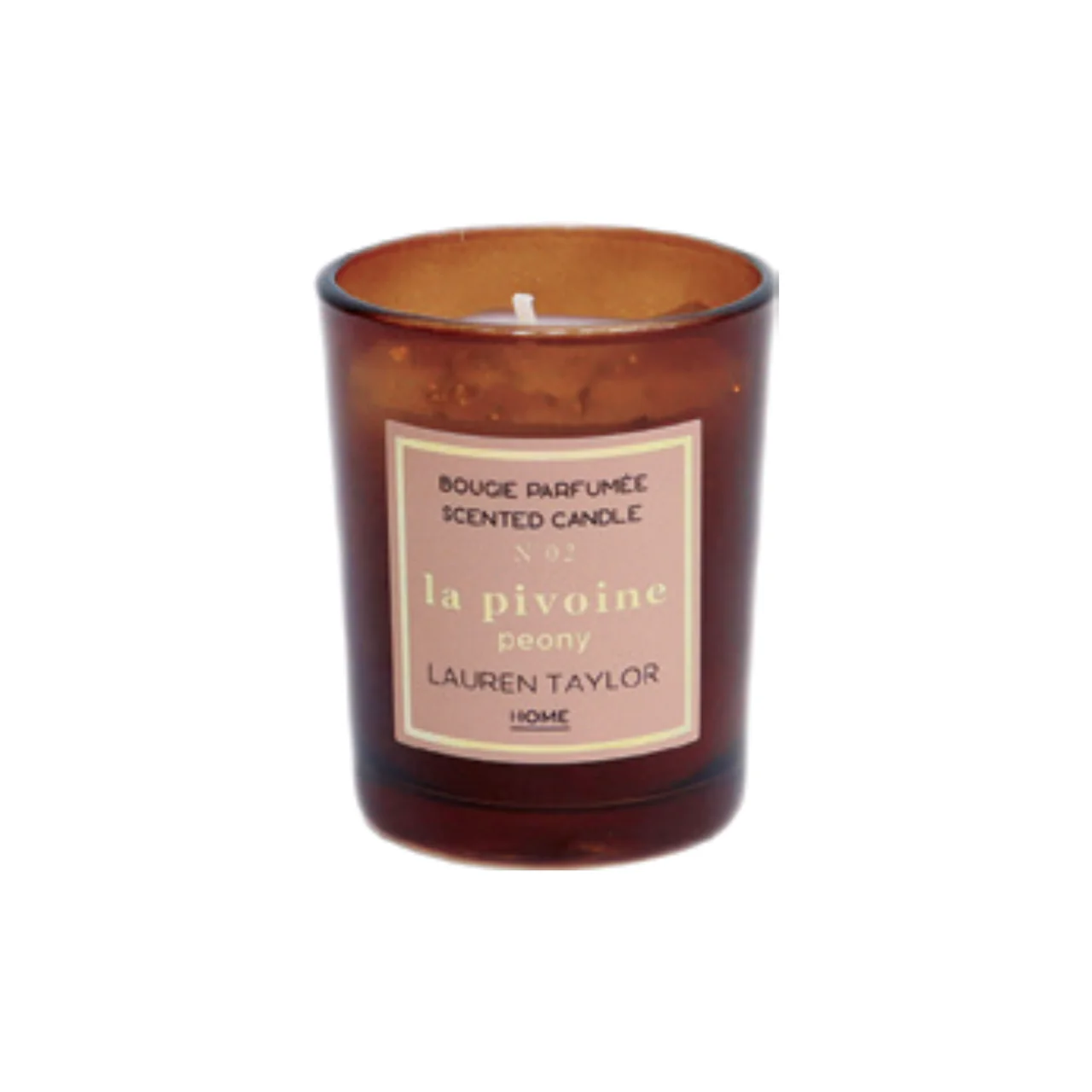 Peony Scented Candle in Amber Glass