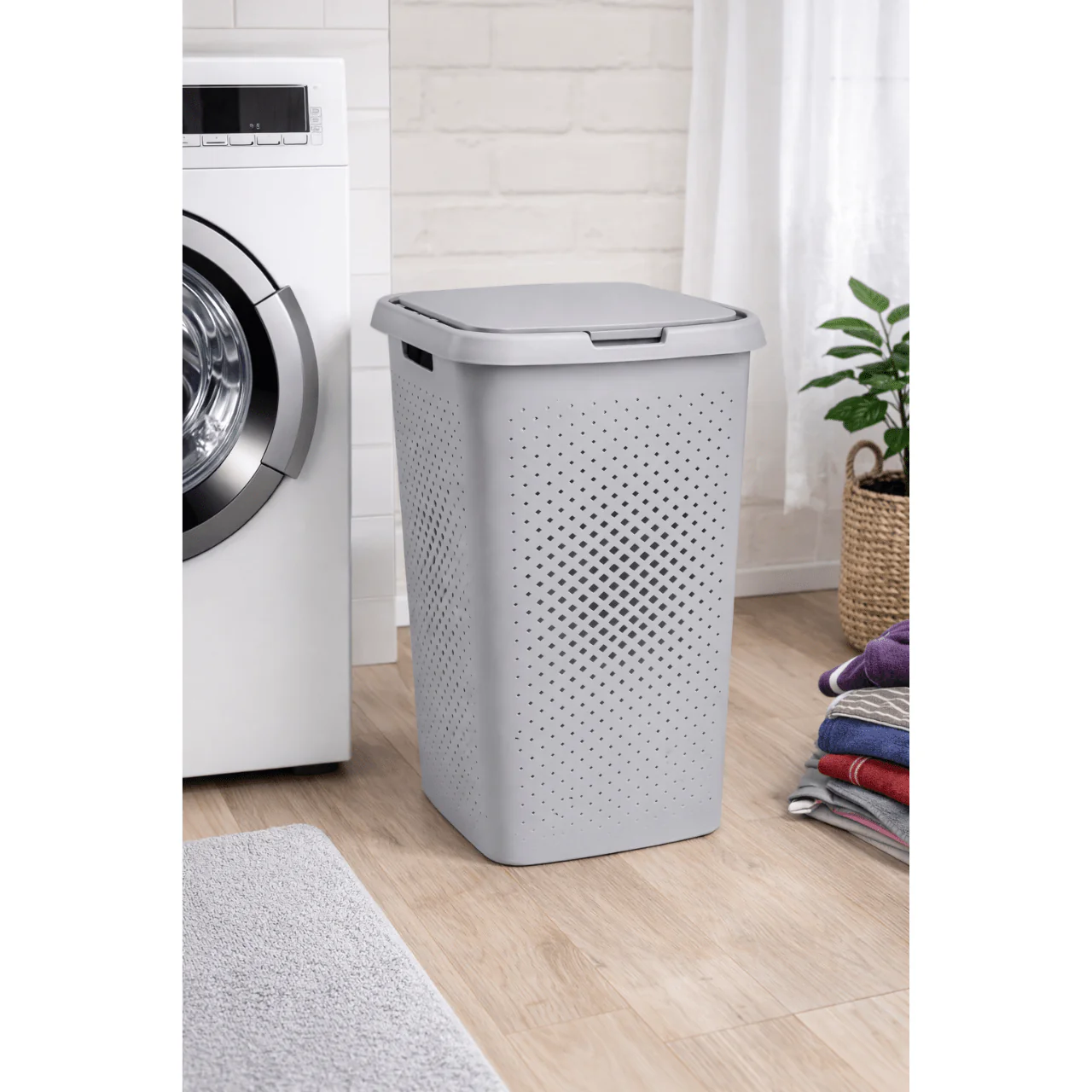 Perforated Laundry Hamper with Lid - Image 2