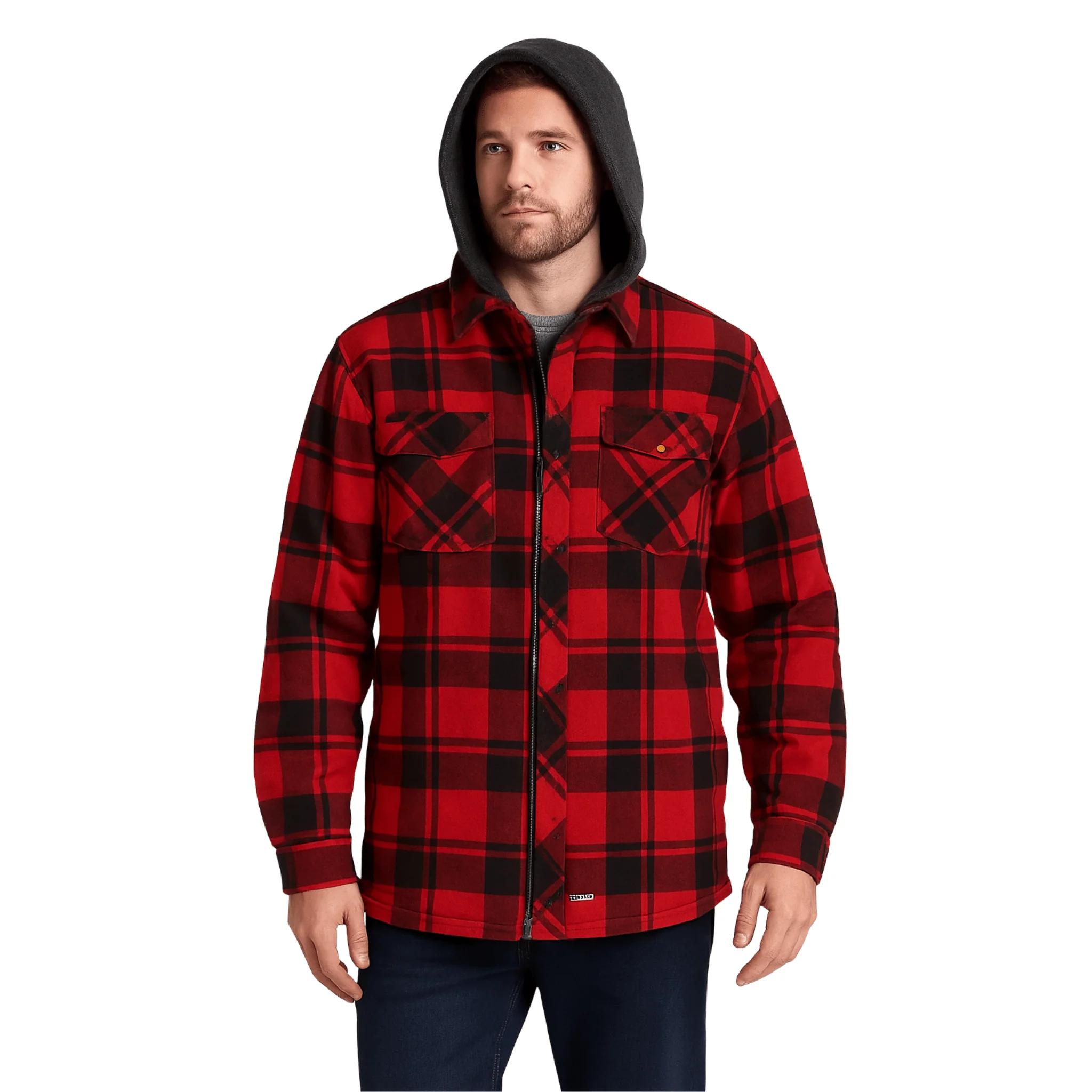 Plaid Hooded Overshirt