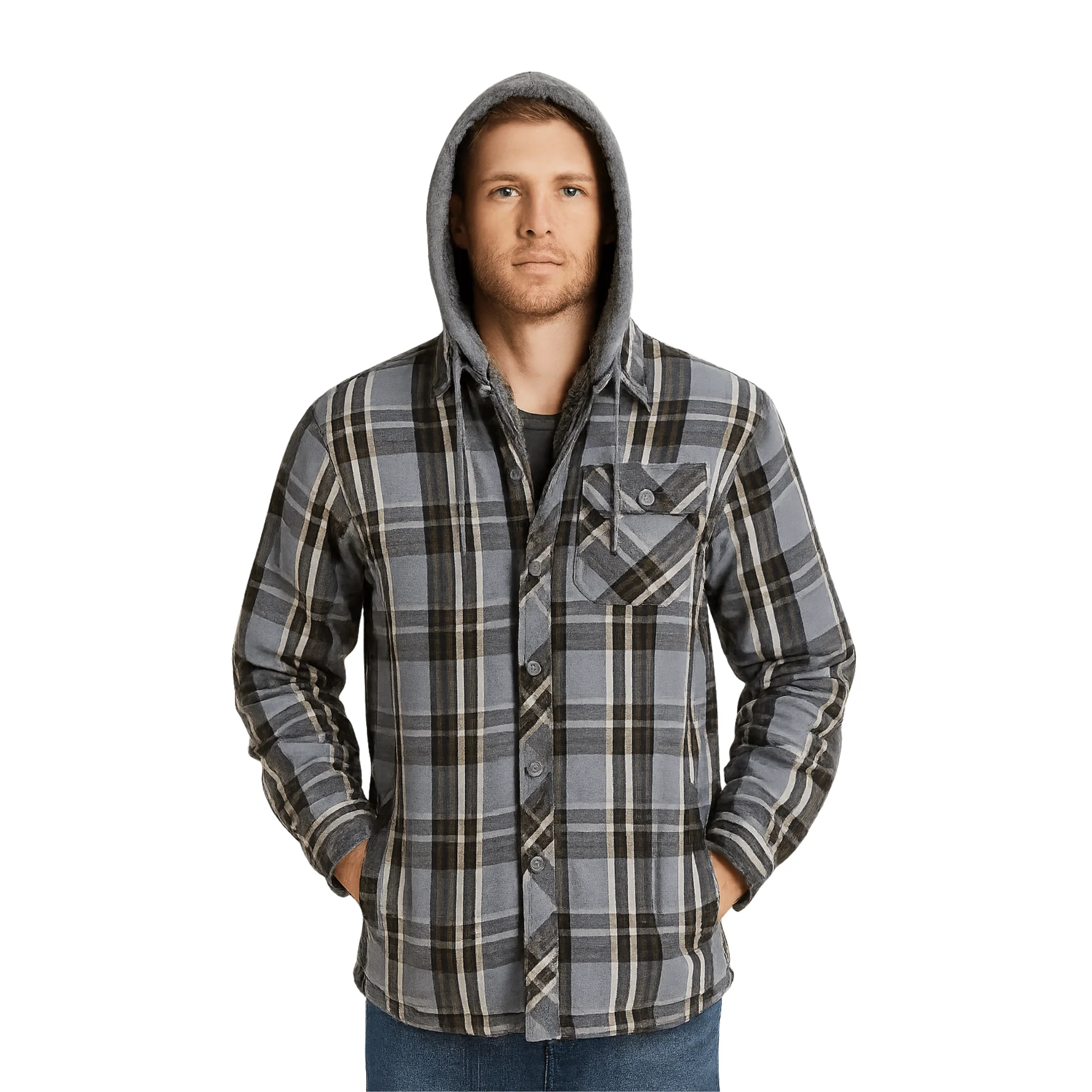 Plaid Hooded Overshirt - Image 2
