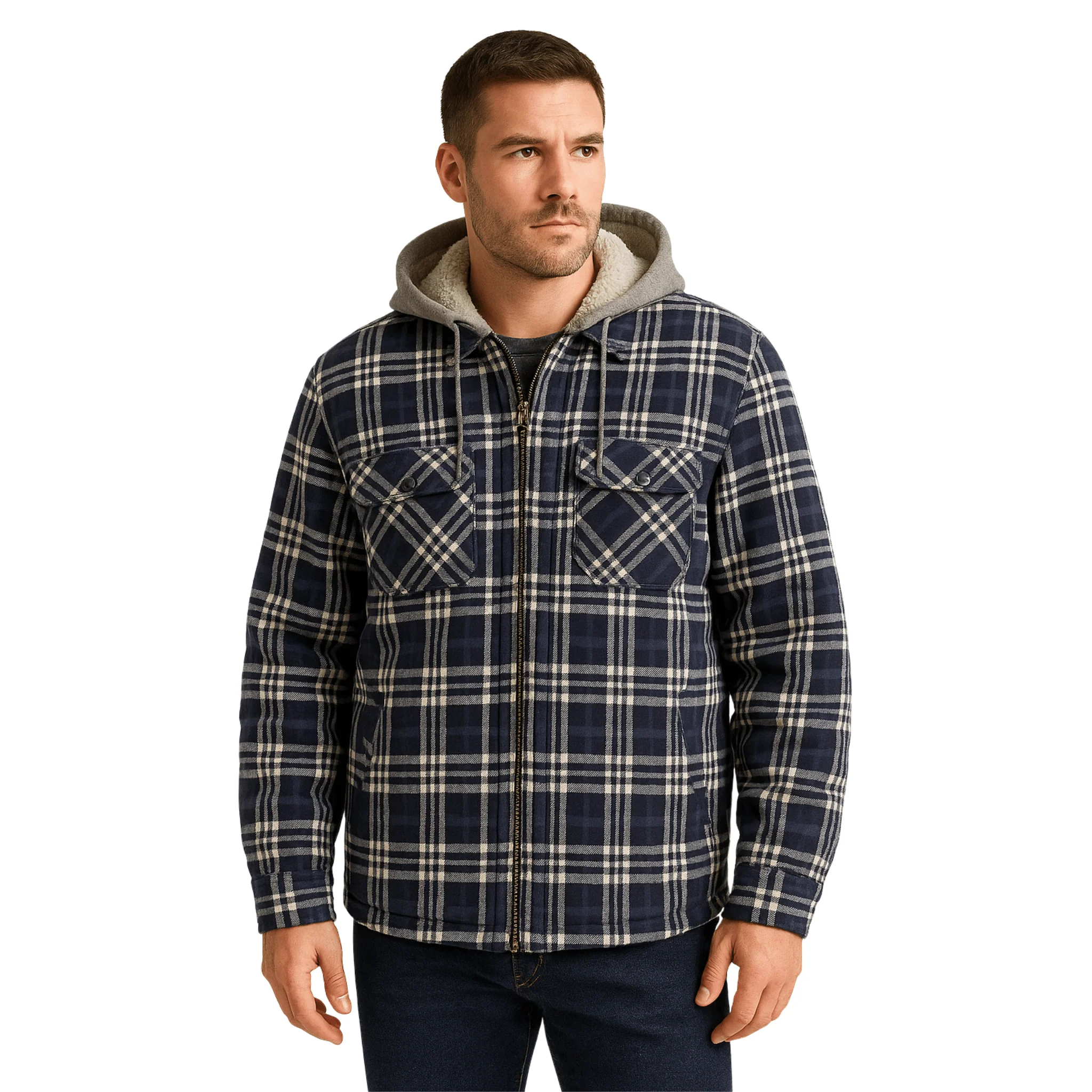 Plaid Hooded Overshirt - Image 3