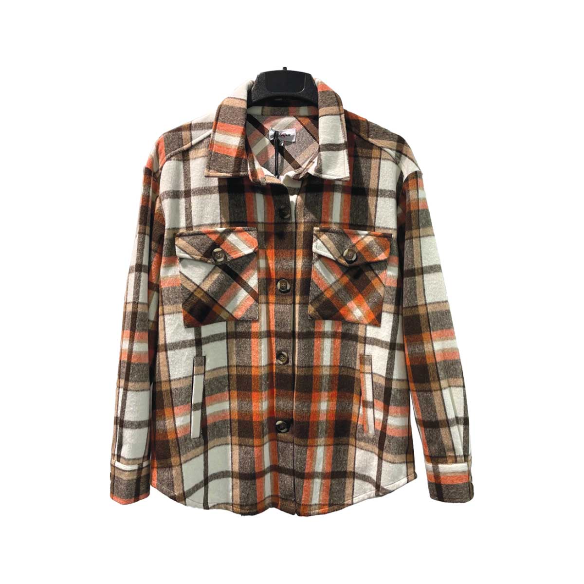 Plaid Woven Button Front Jacket/black