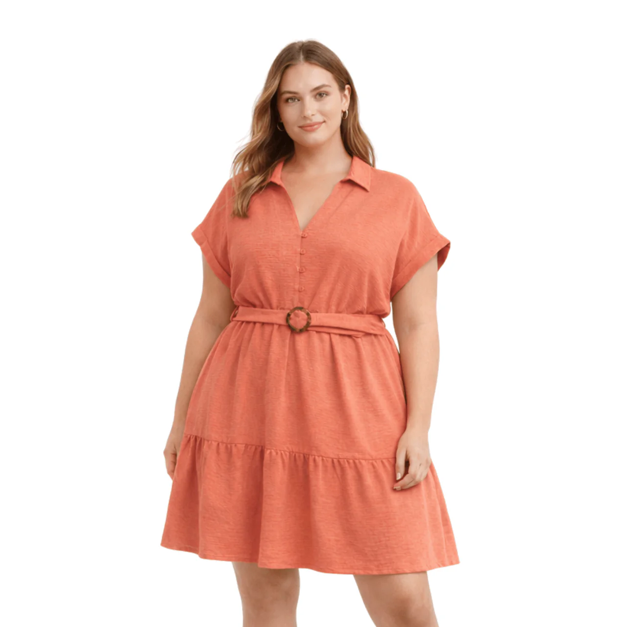 Plus Size Belted Shirt Dress