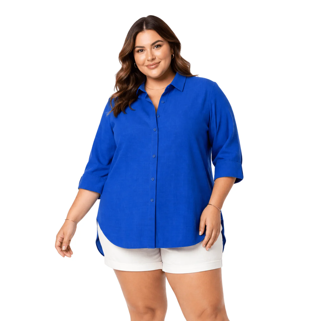 Plus Size Long Sleeve Button-Up Shirt - Image 4