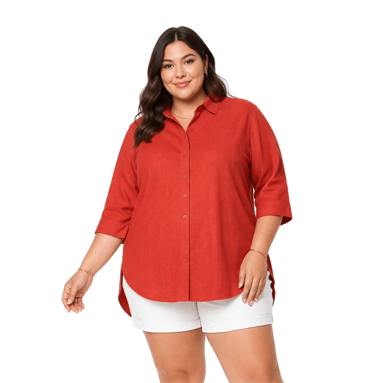 Plus Size Long Sleeve Button-Up Shirt - Image 5