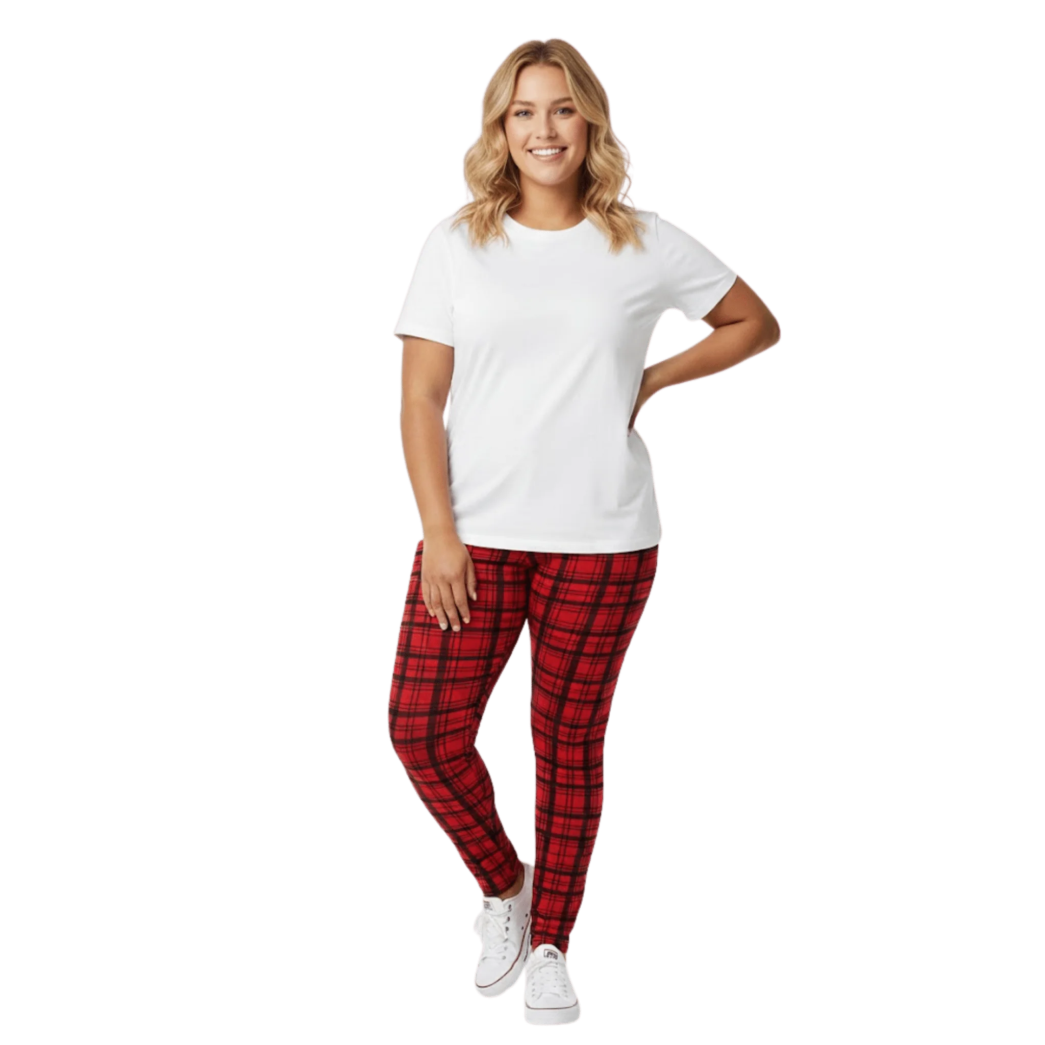 Plus-Size Soft Stretch Plaid Leggings