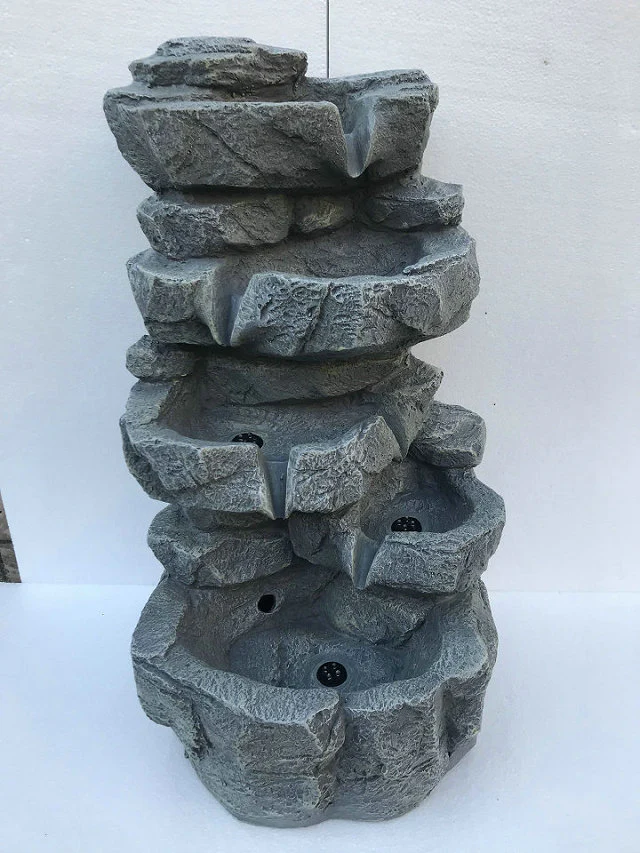 Polyresin Multi Level Rock Fountain with LED Light (42 x 38 x 70 cm) - Image 3