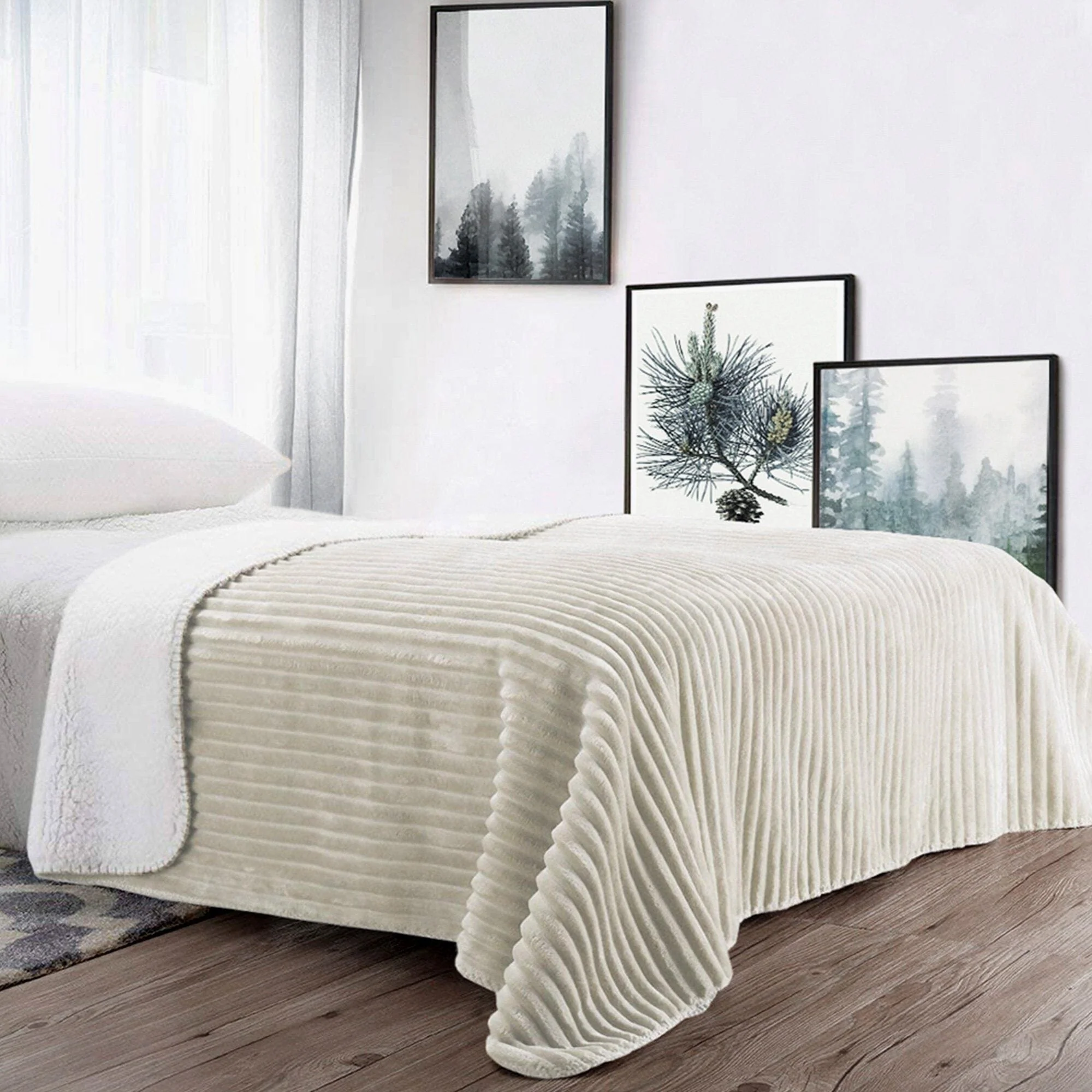 Portia - Ribbed Velour Reverse to Sherpa Blanket - Image 3
