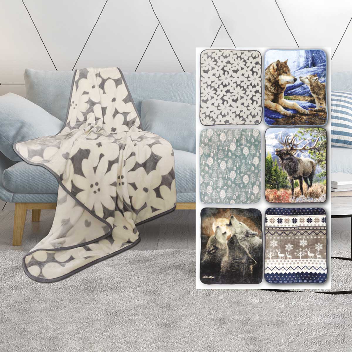Printed Mink Throw