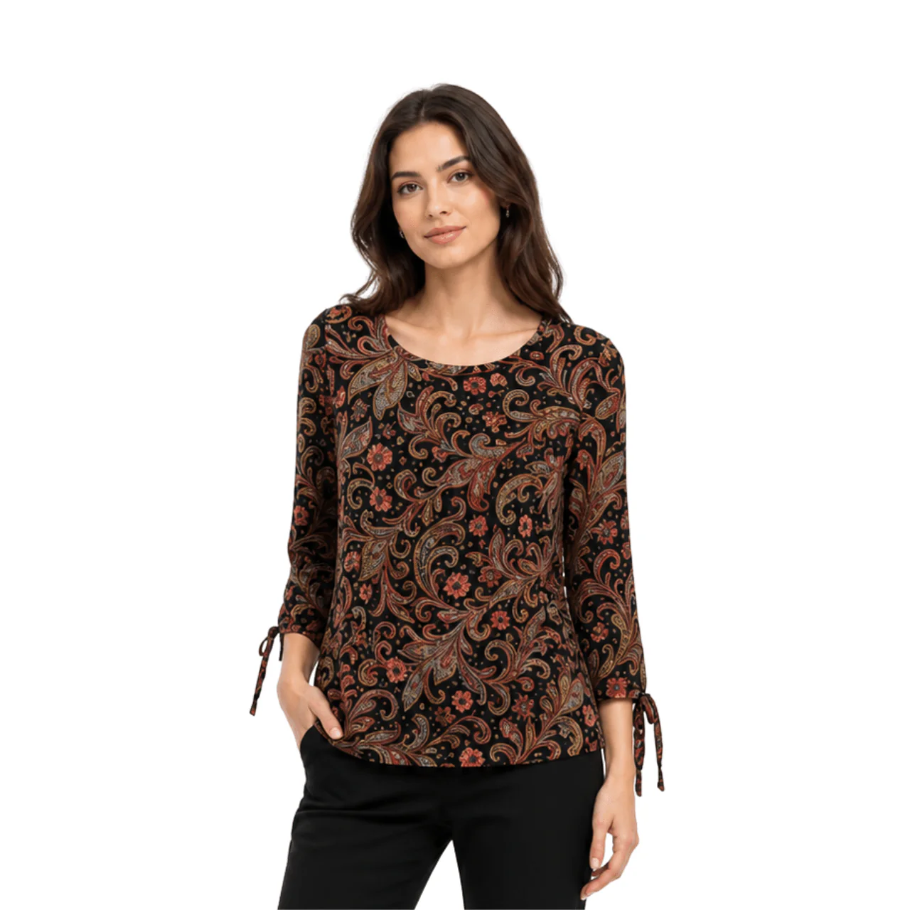 Printed Tie-Sleeve Knit Top - Image 4