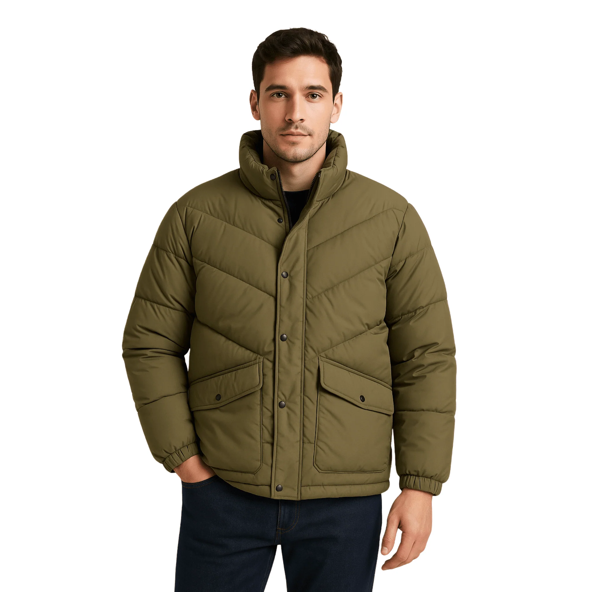 Quilted Puffer Jacket with High Collar - Image 2