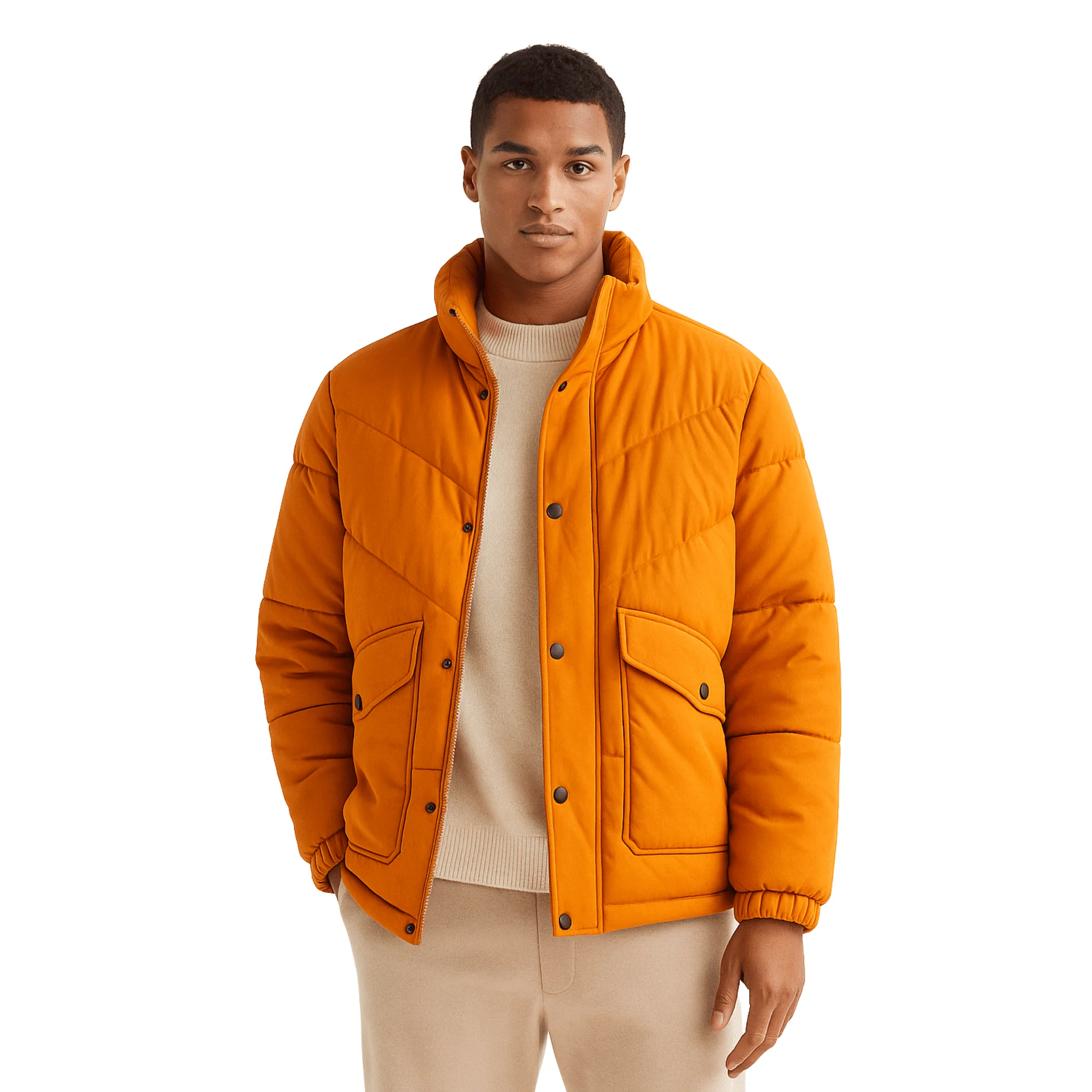 Quilted Puffer Jacket with High Collar - Image 3