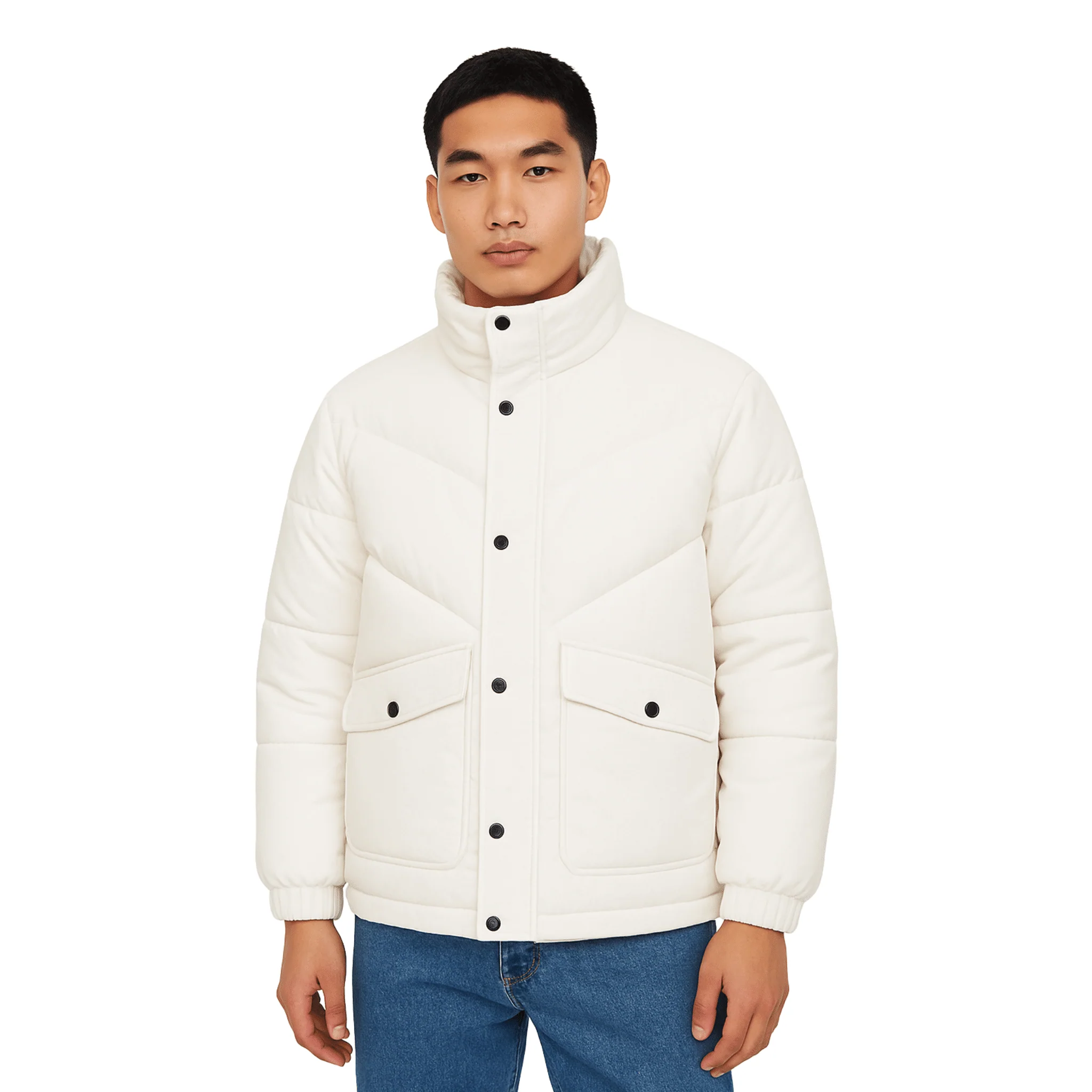 Quilted Puffer Jacket with High Collar - Image 4
