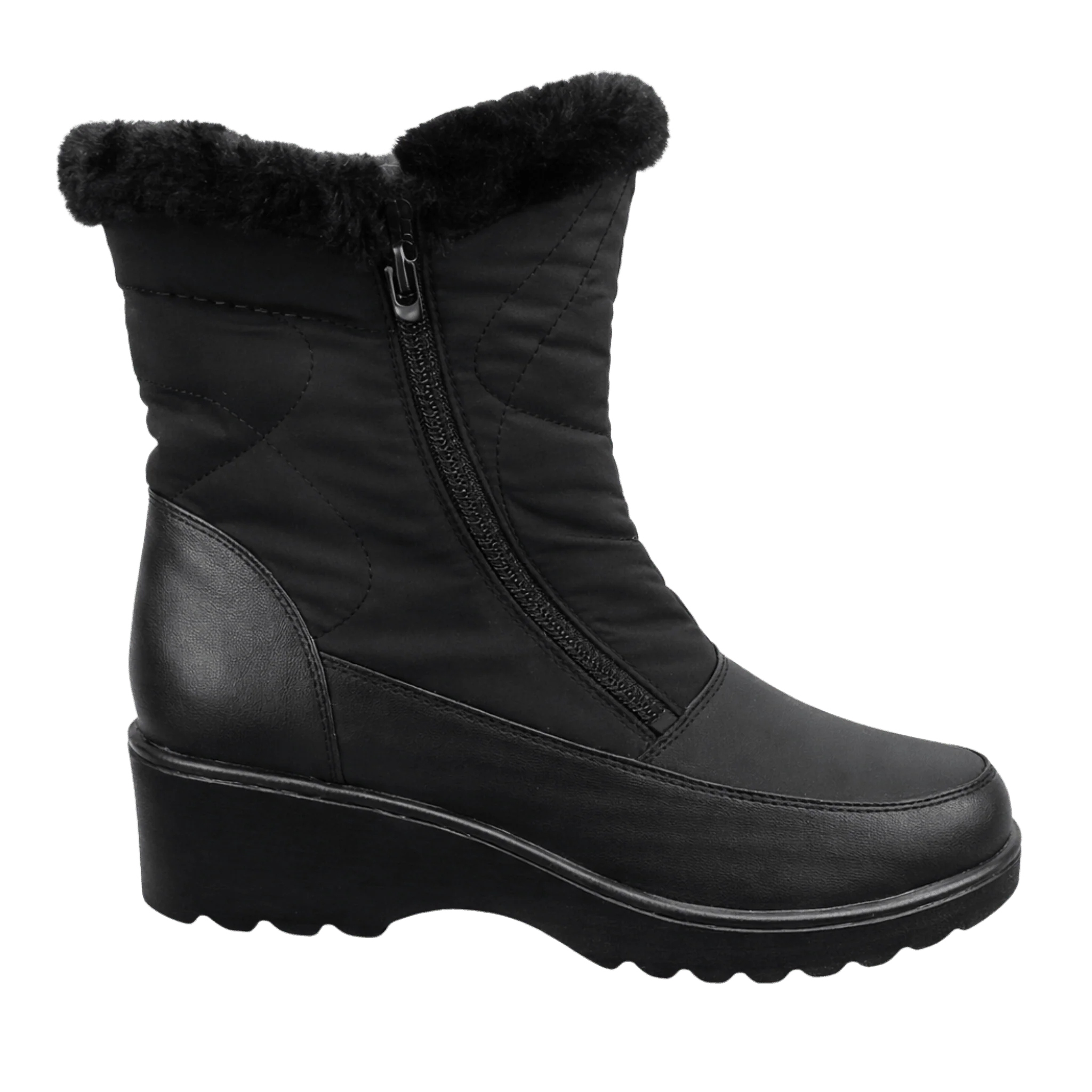 Quilted Wedge Winter Boot with Warm Lining