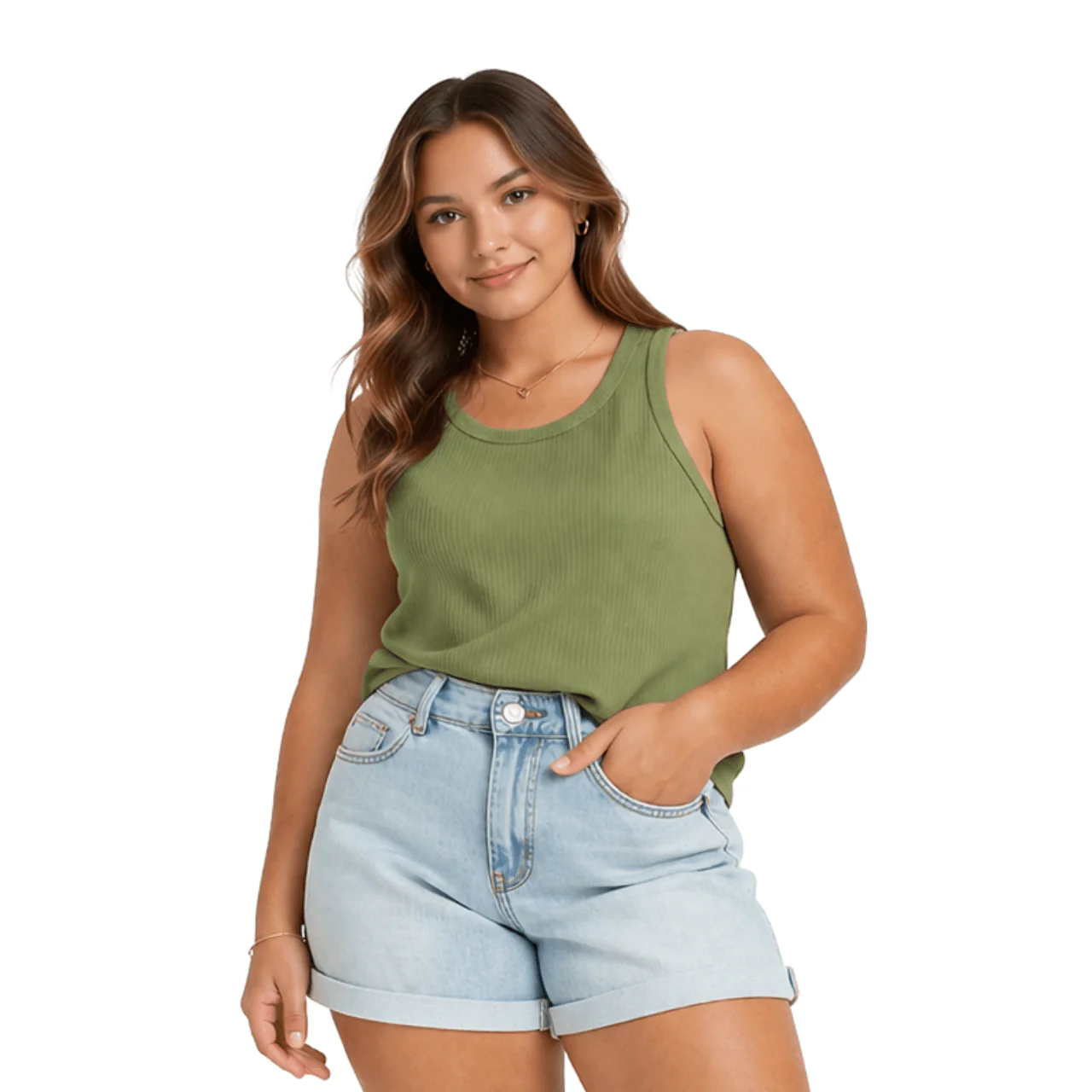 Plus Size Ribbed Sleeveless Tank Top - Image 3