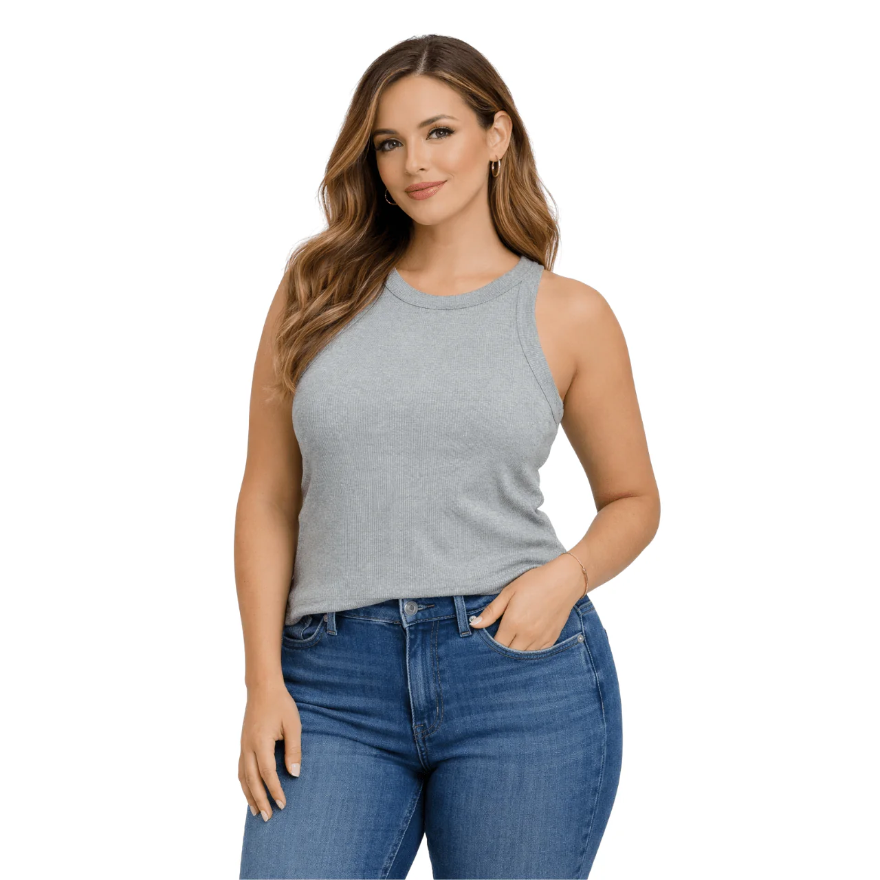 Plus Size Ribbed Sleeveless Tank Top - Image 4