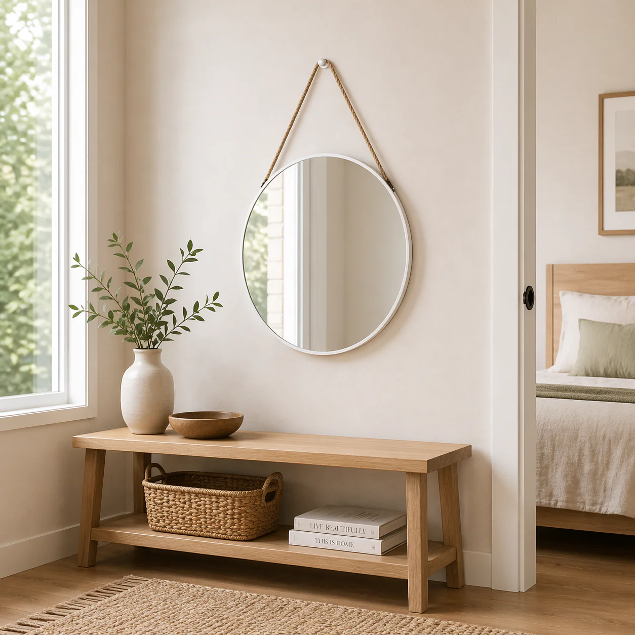 Round Mirror with Jute Rope - Image 2