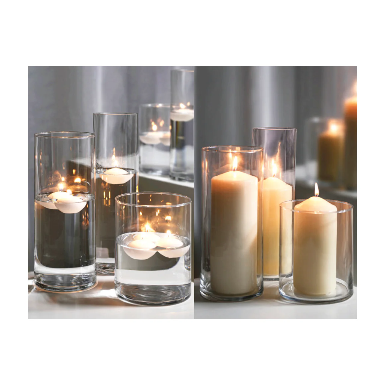 Set of 3 Tall Glass Candle Holders