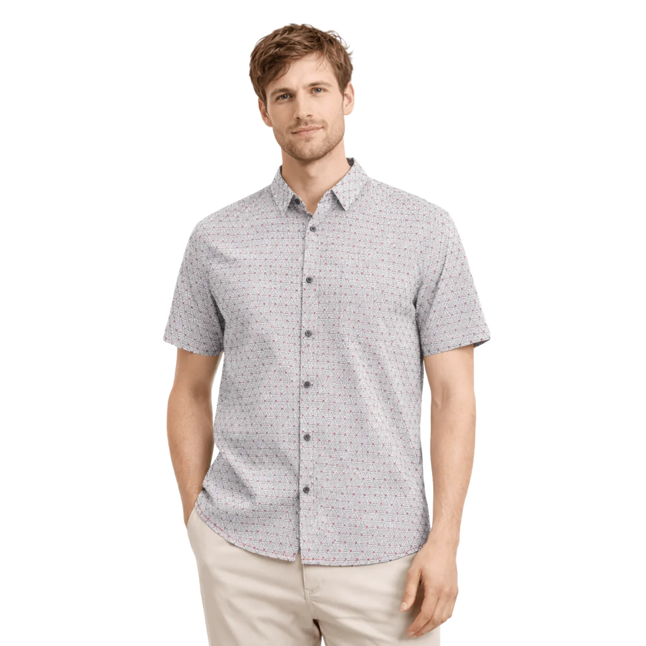 Short Sleeve Plaid Button-Up Shirt - Image 2