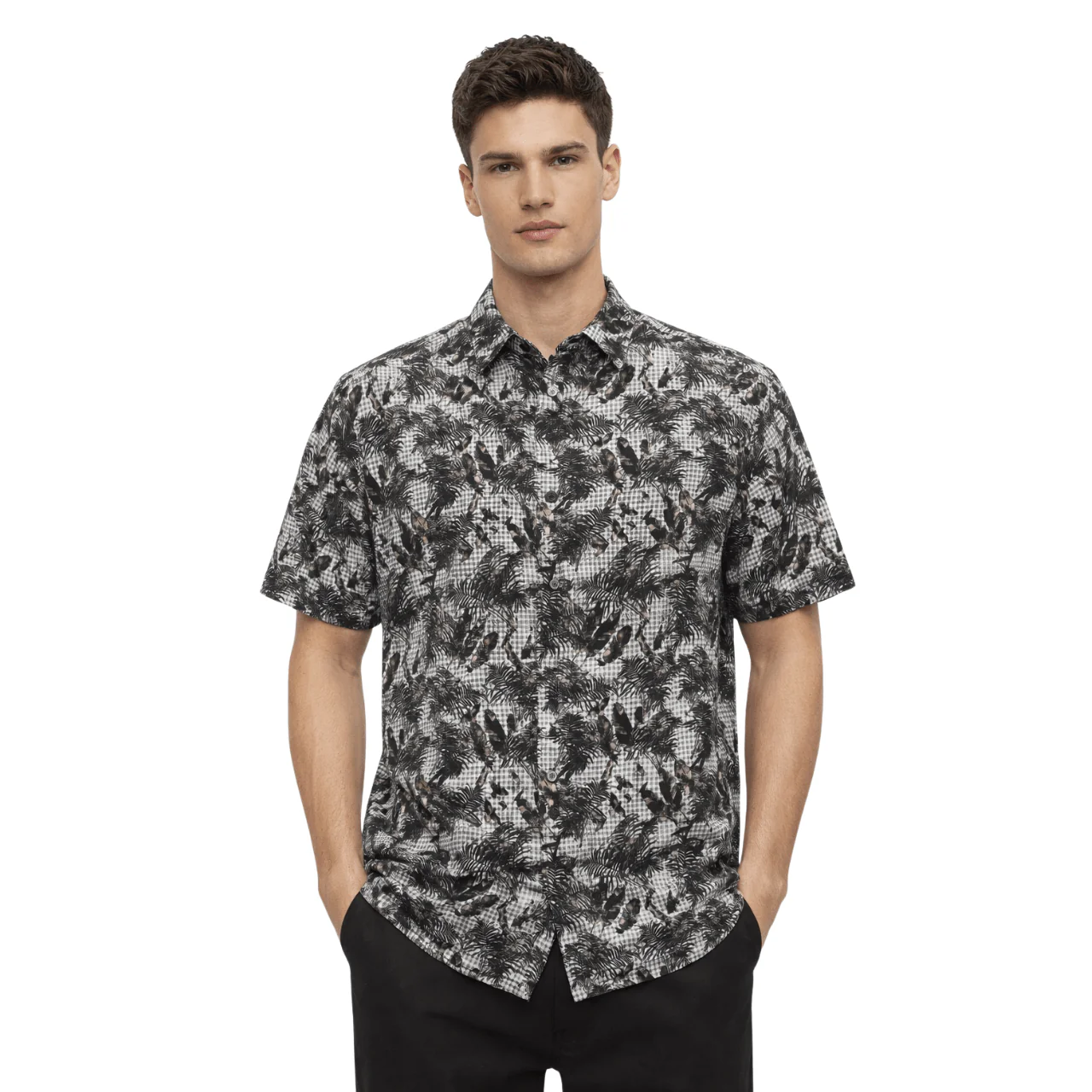 Short Sleeve Printed Button-Up Shirt