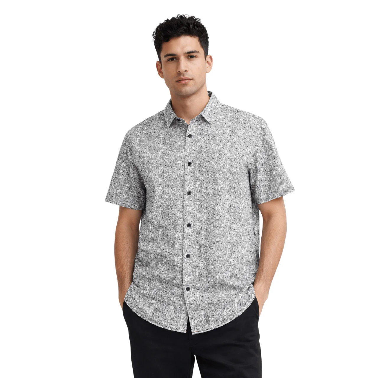 Short Sleeve Printed Button-Up Shirt - Image 2