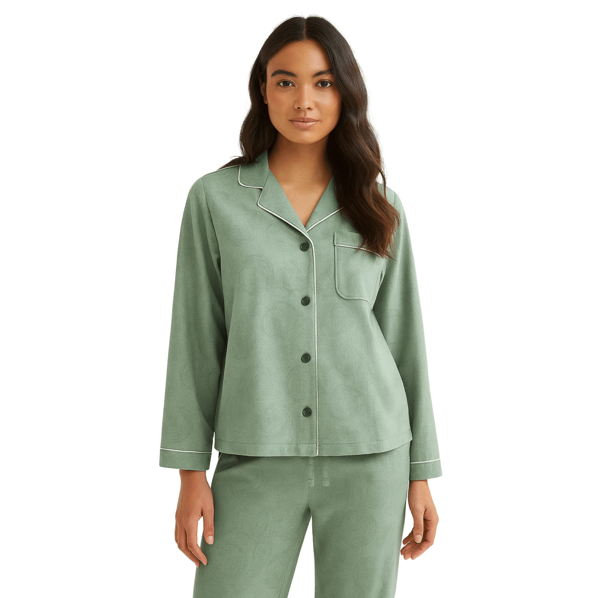 Soft Knit Pajama Set with Piping Detail